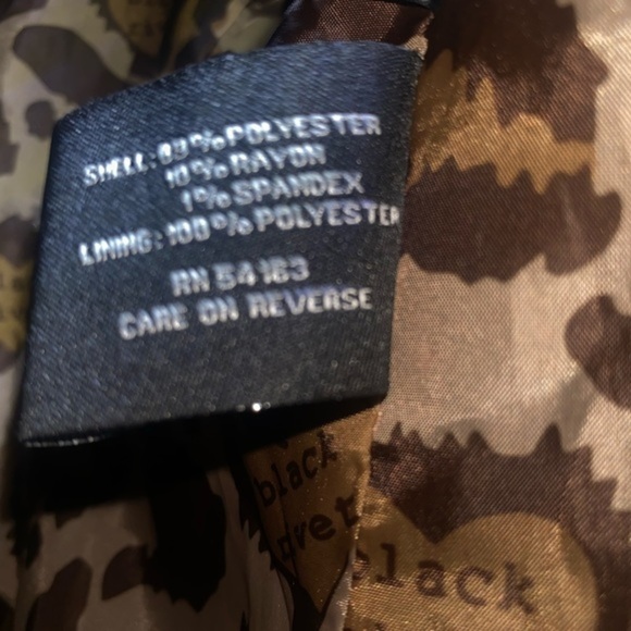 Black Rivet pea coat, black with animal print lining​ - Picture 8 of 9